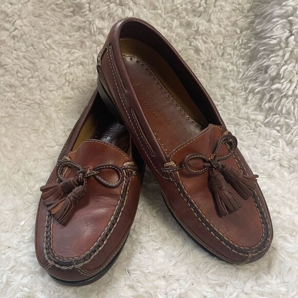 Johnston & Murphy Men\'s leather brown Tassel Loafers Boat shoes SZ9M main image 12